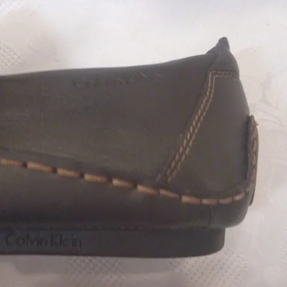 New Calvin Klein Men 13 M Driver Loafer Shoe Moccasin Brown Leather Nappa - Picture 10 of 11